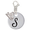 Silver Plated Large Script Letter Disc - S - Silver Plated Clip on Charm with Mini Year 2025: Year to Remember Jewelry Gift - Celebrations