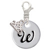 Silver Plated Large Script Letter Disc - W - Silver Plated Clip on Charm with Mini Year 2025: Year to Remember Jewelry Gift - Celebrations