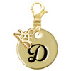 Gold-tone Large Disc Letter - D - Gold-tone Plated Clip on Charm with Mini Year 2025: Year to Remember Jewelry Gift - Celebrations