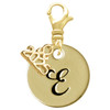 Gold-tone Large Disc Letter - E - Gold-tone Plated Clip on Charm with Mini Year 2025: Year to Remember Jewelry Gift - Celebrations