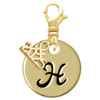 Gold-tone Large Disc Letter - H - Gold-tone Plated Clip on Charm with Mini Year 2025: Year to Remember Jewelry Gift - Celebrations