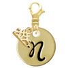 Gold-tone Large Disc Letter - N - Gold-tone Plated Clip on Charm with Mini Year 2025: Year to Remember Jewelry Gift - Celebrations