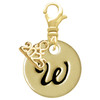 Gold-tone Large Disc Letter - W - Gold-tone Plated Clip on Charm with Mini Year 2025: Year to Remember Jewelry Gift - Celebrations