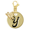 Gold-tone Large Disc Letter - Y - Gold-tone Plated Clip on Charm with Mini Year 2025: Year to Remember Jewelry Gift - Celebrations