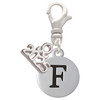 Silver Plated Capital Letter - F - Pebble Disc - Silver Plated Clip on Charm with Mini Year 2025: Year to Remember Jewelry Gift - Celebrations