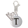 Silver Plated Capital Letter - T - Pebble Disc - Silver Plated Clip on Charm with Mini Year 2025: Year to Remember Jewelry Gift - Celebrations