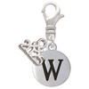 Silver Plated Capital Letter - W - Pebble Disc - Silver Plated Clip on Charm with Mini Year 2025: Year to Remember Jewelry Gift - Celebrations