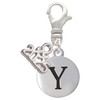Silver Plated Capital Letter - Y - Pebble Disc - Silver Plated Clip on Charm with Mini Year 2025: Year to Remember Jewelry Gift - Celebrations