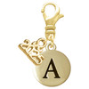 Gold-tone Capital Letter - A - Pebble Disc - Gold-tone Plated Clip on Charm with Mini Year 2025: Year to Remember Jewelry Gift - Celebrations