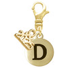 Gold-tone Capital Letter - D - Pebble Disc - Gold-tone Plated Clip on Charm with Mini Year 2025: Year to Remember Jewelry Gift - Celebrations