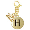 Gold-tone Capital Letter - H - Pebble Disc - Gold-tone Plated Clip on Charm with Mini Year 2025: Year to Remember Jewelry Gift - Celebrations