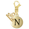 Gold-tone Capital Letter - N - Pebble Disc - Gold-tone Plated Clip on Charm with Mini Year 2025: Year to Remember Jewelry Gift - Celebrations
