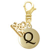 Gold-tone Capital Letter - Q - Pebble Disc - Gold-tone Plated Clip on Charm with Mini Year 2025: Year to Remember Jewelry Gift - Celebrations