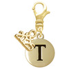 Gold-tone Capital Letter - T - Pebble Disc - Gold-tone Plated Clip on Charm with Mini Year 2025: Year to Remember Jewelry Gift - Celebrations