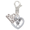 Lacrosse Sticks on Open Heart - Silver Plated Clip on Charm with Mini Year 2025: Year to Remember Jewelry Gift - Celebrations