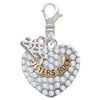 Two-tone Sisters Rock on Clear Crystal Heart - Silver Plated Clip on Charm with Mini Year 2025: Year to Remember Jewelry Gift - Celebrations