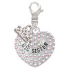 Silver Plated Big Sister Rock on AB Crystal Heart - Silver Plated Clip on Charm with Mini Year 2025: Year to Remember Jewelry Gift - Celebrations