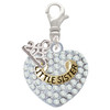 Two-tone Little Sister Rock on Clear Crystal Heart - Silver Plated Clip on Charm with Mini Year 2025: Year to Remember Jewelry Gift - Celebrations