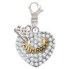 Two-tone 'Faith Rocks' on Clear Crystal Heart - Silver Plated Clip on Charm with Mini Year 2025: Year to Remember Jewelry Gift - Celebrations