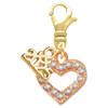 Rose Gold-tone AB Crystal Open Heart - Gold-tone Plated Clip on Charm with Mini Year 2025: Year to Remember Jewelry Gift - Celebrations