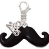 Silver Plated Large Black Enamel Mustache - Silver Plated Clip on Charm with Mini Year 2025: Year to Remember Jewelry Gift - Celebrations
