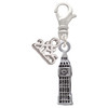 Silver Plated London's Big Ben Clock Tower - Silver Plated Clip on Charm with Mini Year 2025: Year to Remember Jewelry Gift - Celebrations