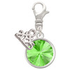 12mm Crystal Rivoli - Lime Green - Silver Plated Clip on Charm with Mini Year 2025: Year to Remember Jewelry Gift - Celebrations