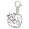 Silver Plated Lil Sister in Open Heart - 5/8'' - Silver Plated Clip on Charm with Mini Year 2025: Year to Remember Jewelry Gift - Celebrations