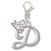 Silver Plated Small Gelato Script Initial - D - Silver Plated Clip on Charm with Mini Year 2025: Year to Remember Jewelry Gift - Celebrations