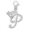 Silver Plated Small Gelato Script Initial - P - Silver Plated Clip on Charm with Mini Year 2025: Year to Remember Jewelry Gift - Celebrations