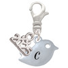 Silver Plated Little Bird Initial - C - Silver Plated Clip on Charm with Mini Year 2025: Year to Remember Jewelry Gift - Celebrations