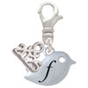 Silver Plated Little Bird Initial - F - Silver Plated Clip on Charm with Mini Year 2025: Year to Remember Jewelry Gift - Celebrations