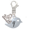 Silver Plated Little Bird Initial - Q - Silver Plated Clip on Charm with Mini Year 2025: Year to Remember Jewelry Gift - Celebrations