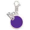 Silver Plated Small Purple Enamel Disc - Silver Plated Clip on Charm with Mini Year 2025: Year to Remember Jewelry Gift - Celebrations