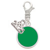 Silver Plated Small Green Enamel Disc - Silver Plated Clip on Charm with Mini Year 2025: Year to Remember Jewelry Gift - Celebrations