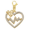 Gold-tone Large Crystal Heart - Heartbeat - Gold-tone Plated Clip on Charm with Mini Year 2025: Year to Remember Jewelry Gift - Celebrations