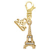 Gold-tone Crystal Eiffel Tower - Gold-tone Plated Clip on Charm with Mini Year 2025: Year to Remember Jewelry Gift - Celebrations