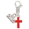 Silver Plated Small Red Crystal Cross - Silver Plated Clip on Charm with Mini Year 2025: Year to Remember Jewelry Gift - Celebrations