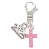 Silver Plated Small Pink Crystal Cross - Silver Plated Clip on Charm with Mini Year 2025: Year to Remember Jewelry Gift - Celebrations