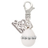 White Easter Egg with Clear Crystal Band - Silver Plated Clip on Charm with Mini Year 2025: Year to Remember Jewelry Gift - Celebrations
