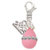 Pink Easter Egg with Clear Crystal Band - Silver Plated Clip on Charm with Mini Year 2025: Year to Remember Jewelry Gift - Celebrations