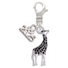 Silver Plated Antiqued Giraffe - Silver Plated Clip on Charm with Mini Year 2025: Year to Remember Jewelry Gift - Celebrations
