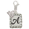 Silver Plated Pebble Border Initial - A - Silver Plated Clip on Charm with Mini Year 2025: Year to Remember Jewelry Gift - Celebrations