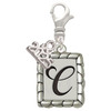 Silver Plated Pebble Border Initial - C - Silver Plated Clip on Charm with Mini Year 2025: Year to Remember Jewelry Gift - Celebrations