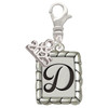 Silver Plated Pebble Border Initial - D - Silver Plated Clip on Charm with Mini Year 2025: Year to Remember Jewelry Gift - Celebrations
