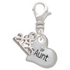 Silver Plated Small ''Aunt'' Heart with Clear Crystal - Silver Plated Clip on Charm with Mini Year 2025: Year to Remember Jewelry Gift - Celebrations