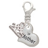 Silver Plated Small ''Mother'' Heart with Clear Crystal - Silver Plated Clip on Charm with Mini Year 2025: Year to Remember Jewelry Gift - Celebrations