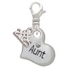 Silver Plated Large ''Aunt'' Heart with Clear Crystal - Silver Plated Clip on Charm with Mini Year 2025: Year to Remember Jewelry Gift - Celebrations