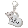 Silver Plated Large ''Mom'' Heart with Clear Crystal - Silver Plated Clip on Charm with Mini Year 2025: Year to Remember Jewelry Gift - Celebrations
