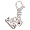 Silver Plated Mini February - Purple Crystal Heart - Silver Plated Clip on Charm with Mini Year 2025: Year to Remember Jewelry Gift - Celebrations